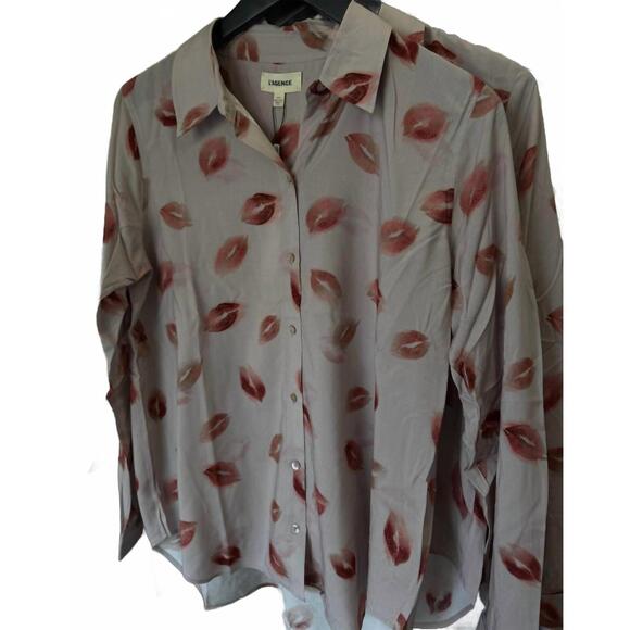 NEW L'AGENCE women's holly button front blouse in blue